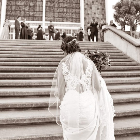 Waist Length Veil and handcrafted hairpiece main image 6